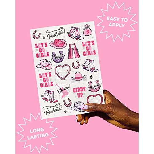 xo, Fetti Rodeo Birthday Party Temporary Tattoos - 46 silver Styles | Birthday Decorations, Giddy Up Cowgirl Accessory, Rodeo Western Theme Favor, Nashville Gift + Cow Print Supplies