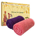 African Exfoliating Bath Sponge - 2 Pack Natural Net Loofahs for Body Cleansing