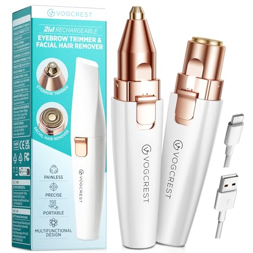 Rechargeable Facial Hair Remover for Women - 2-in-1 Razor with LED Light