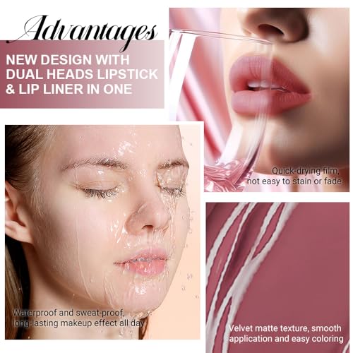 2 in 1 Lip Liner & Liquid Lipstick Set - Matte, Waterproof