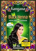 Kangana Black Henna Hair Dye - 100% Grey Coverage, 6 Pouches