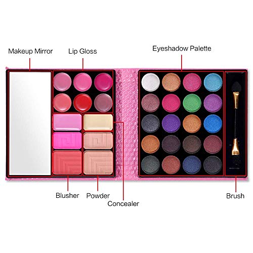 QiBest All in One Makeup Kit - 25 Eyeshadow, 6 Lip Gloss, 3 Blush