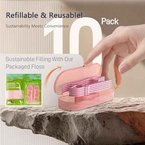 Double Line Dental Floss Picks, 85 Count Mint Flavor Flossers for Deep Cleaning, Upgraded Floss Picks with 2 Portable Travel Cases, Convenient for Cleaning Teeth On The Go, Flossing Sticks for Family