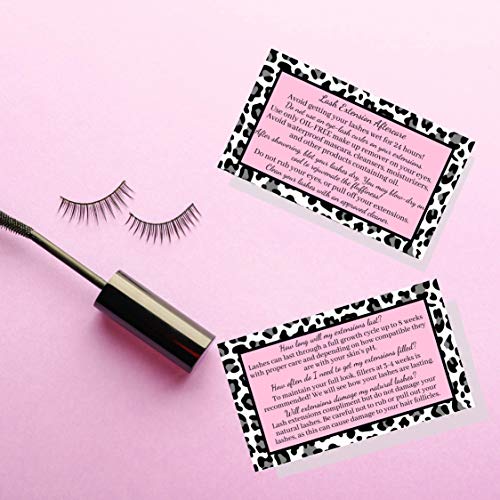 Lash Extension Aftercare Cards 50 Pack | Leopard Print Design 3.5x2"