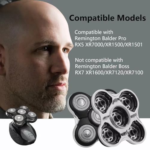 Balder Pro Replacement Head Compatible with remington Balder Pro XR7000 Shaver 5 Blades Replacement Head Compatible with remington Shaver Replacement Heads Precision Electric Shaving for Bald Men-2PCS