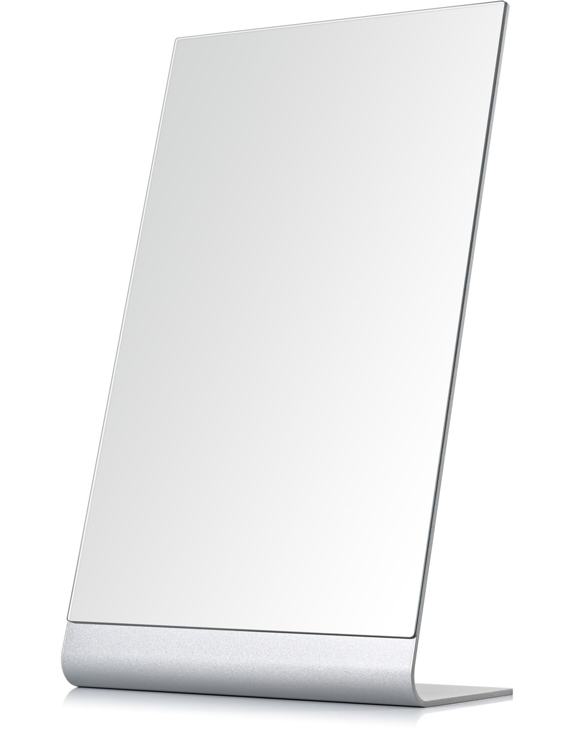 NEZZOE Frameless Makeup Mirror for Desk, 15 Inch Aluminum Standing Table Mirror, Large Counter Top Mirror
