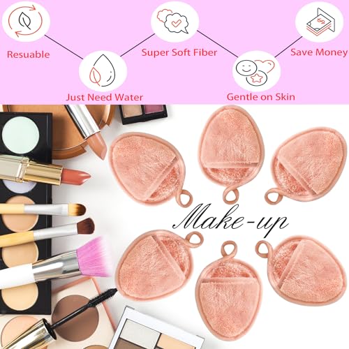 Reusable Makeup Remover Pads Soft Makeup Remover Cloths Washable Facial Makeup Cleansing Pads for Face,Lip,Eyes Orange 12PCS