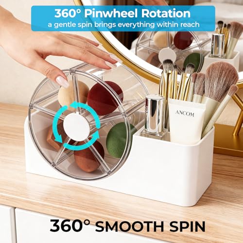 5-Section Rotating Hair Accessories Organizer with Brush Holder