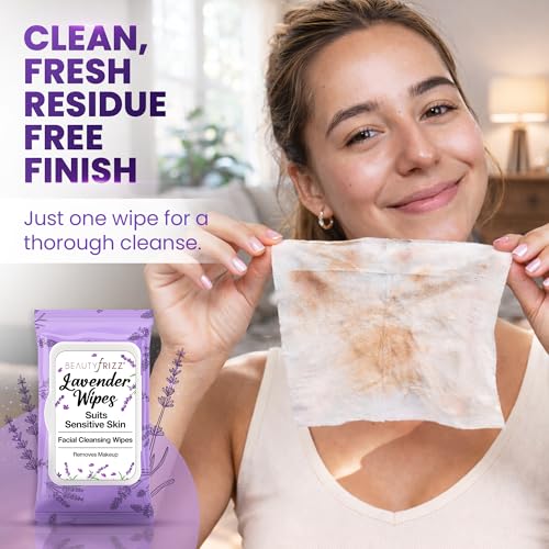 Lavender Face Wipes - Makeup Remover, 120 pcs (Aloe, Vitamin E)