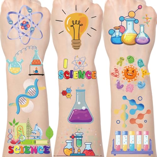 Science Temporary Tattoos - 200+ Pieces, 8 Sheets