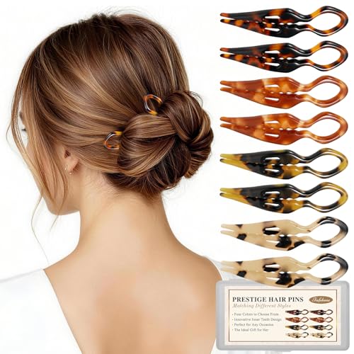 Tiefebene 8-Pack French Hair Pins - 2.75” Curved Anti-Slip for Updos