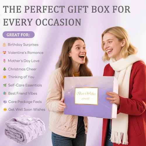 Birthday Gifts for Women Get Well Soon Gifts for Women Hug in a Box Friendship Mothers Day Thank You Gifts Baskets Sister Friend Female Mom Wife Her Girlfriend Coworker Bestie (Purple)
