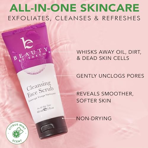 Organic Facial Scrub Exfoliator - USA Made, Gentle for Sensitive Skin
