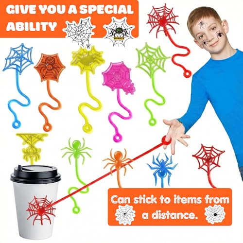 48 PC Spider Web Party Favors - Sticky Hands & Tattoos