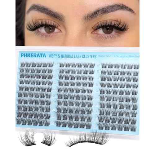 Wispy Lash Clusters Natural Eyelash Clusters 180Pcs Cluster Eyelash Extensions C Curled Cluster Lashes DIY Individual Lashes Soft Eye Lash Extension with Ultra-thin Band, 10-16MM