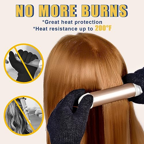 Heat Proof Hair Styling Gloves - 2Pc Set for Curling Iron & Wand