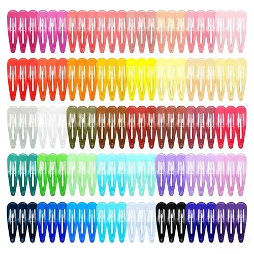 120 Pack Colorful Metal Snap Hair Clips - 40 Assorted Colors