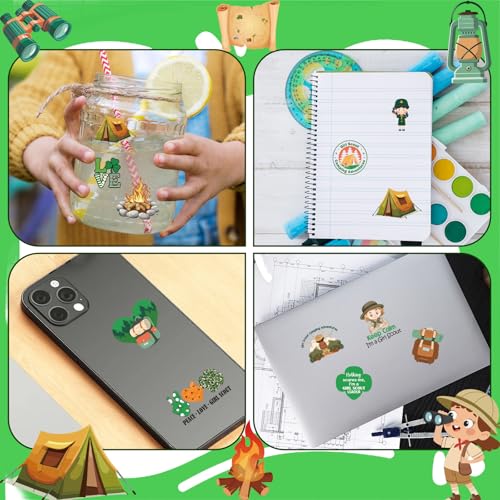 Girl Sccout Temporary Tattoos, 300+ Cute Girl Sccout Tattoo Stickers, Junior Brownie Scouts Cookies Party Favors Decorations for Girls Kids Cub Scouts Supplies Prizes Rewards