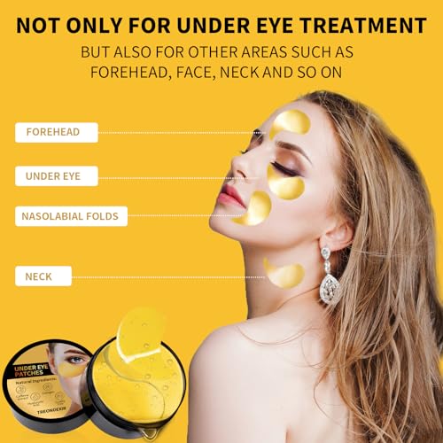 24K Gold Eye Masks - 70 Pc Collagen & Caffeine Under Eye Patches