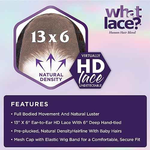Sensationnel What Lace 13X6 Wigs - Giana 28 Inch Human Hair Blend Lacefrontal Glueless Synthetic With Natural Density Preplucked Hairline (COLORMELTCARAMEL)
