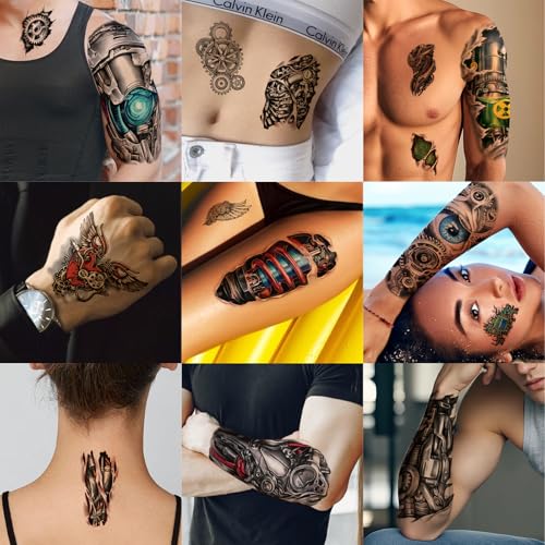 48 Sheets Full Arm Sleeve Temporary Tattoos for Men & Kids