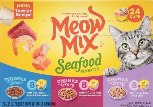 Meow Mix Seafood Selects Wet Cat Food Variety Pack, 2.75 Ounce (Pack of 24)