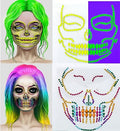 Sugar Skull Face Gems Rhinestone Temporary Tattoos - 2 Pack