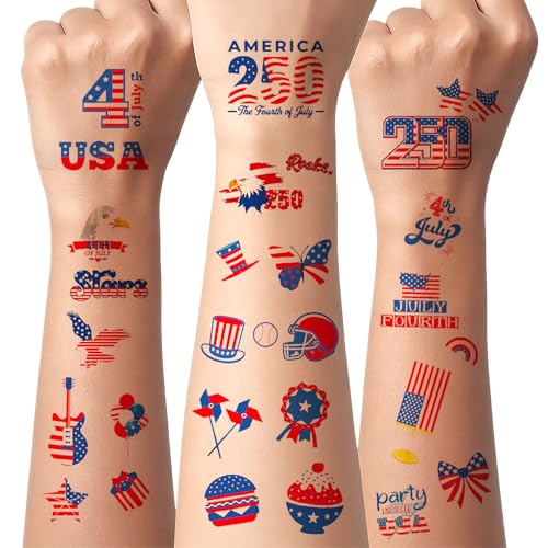 96PCS Patriotic Temporary Tattoos - 4th of July Party Favors
