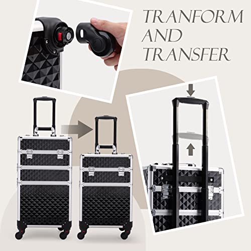 Professional Rolling Makeup Train Case | Aluminum Trolley with 360° Wheels