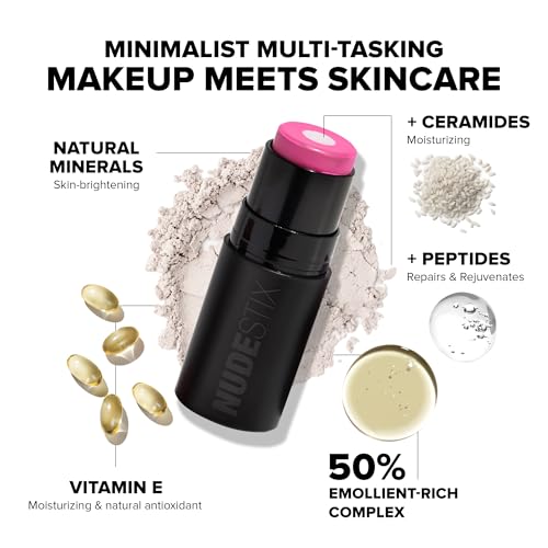 Nudestix Nudies Matte + Glow Core Cream Blush Stick – Multi-Use Radiant Blush for Cheeks, Eyes & Lips
