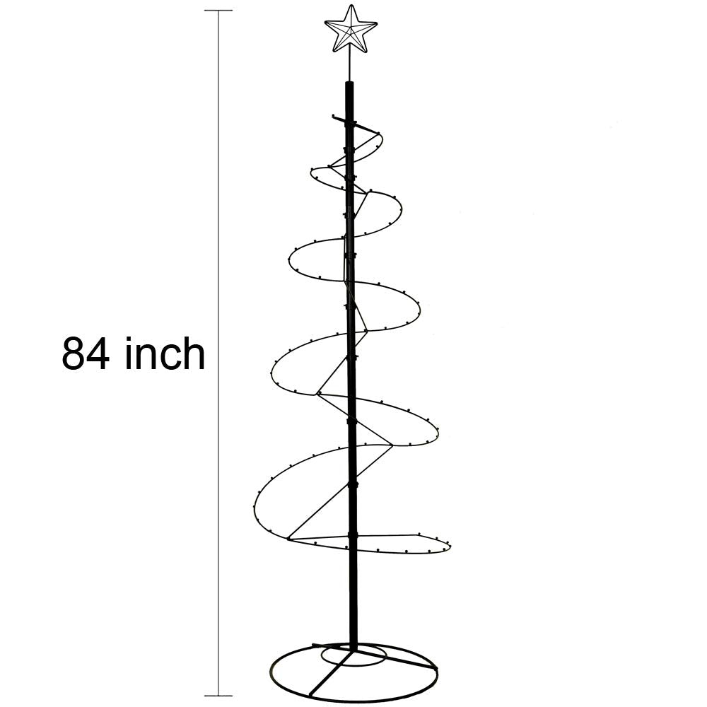 HOHIYA 7 Ft Metal Christmas Tree Spiral Wrought Iron Ornament Display Stand Hanger Wire Hook Hanging for Halloween Swarovski 2024 Decorations Gift Taiwan Made Black