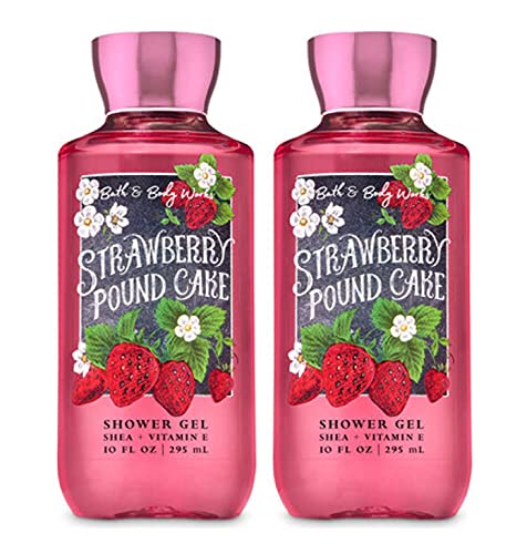 Bath and Body Works Strawberry Pound Cake Shower Gel 10 Oz 2 Pack (Strawberry Pound Cake)