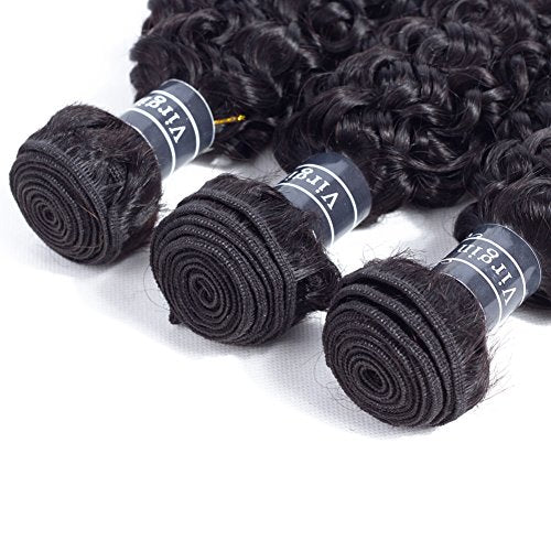 Amella Hair 8A Brazilian Curly Hair Weave 3 Bundles (14 16 18 inch,285g) Virgin Kinky Human Hair 100% Unprocessed Hair Weft Extensions Natural Black Color