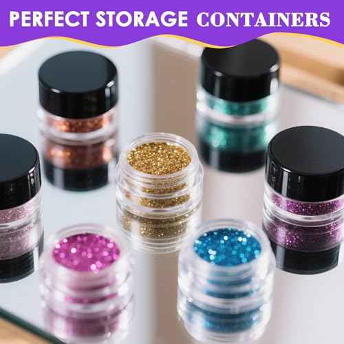 60 pcs 3 Gram Round Small Sample Containers with Lids Clear Plastic Mini Sample Jars for Creams, Powders, Glitters, 3ml Lip Balm Containers with Spatulas Labels