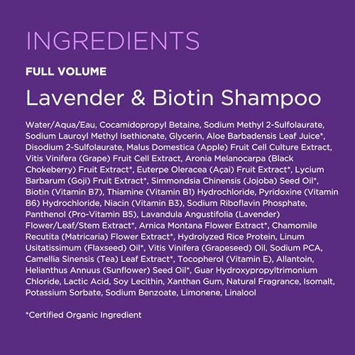 Andalou Naturals Lavender & Biotin Full Volume Shampoo,Purple,11.5 Fl Oz (Pack of 1)