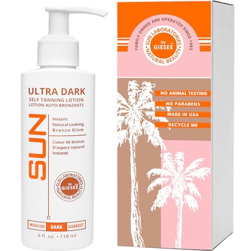 Sun Laboratories By Ultra Dark Self Tanning Lotion 4 oz - Organic Sunless Tanner for Dark Tones, Long Lasting Sun Labs Sun Self Tanner, Ideal for Tanning Bed Lotion and Sunless Tanning Lotion