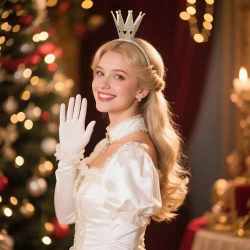 WantGor Gold Crown Headband, Women Glitter Queen Crown Hairband Headwear Shiny Princess Headbands for Birthday, Cosplay, Party Decorations, Halloween Costume Hair Accessories (Gold, M)