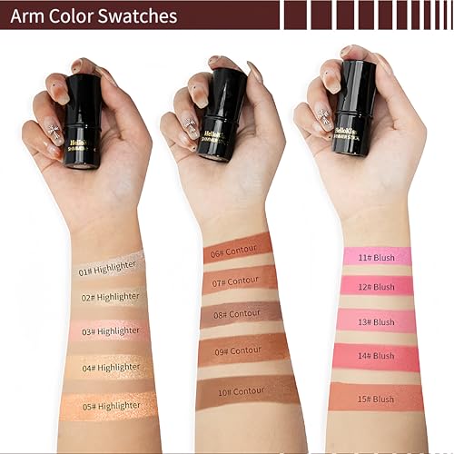 MAEPEOR Cream Blush Stick 15 Colors Lightweight Blendable Contour Highlighter Blush Stick Long Lasting Waterproof Blusher Pen (Blusher 12)