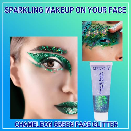 Chameleon Green Body Glitter - Self-Adhesive Face Paint