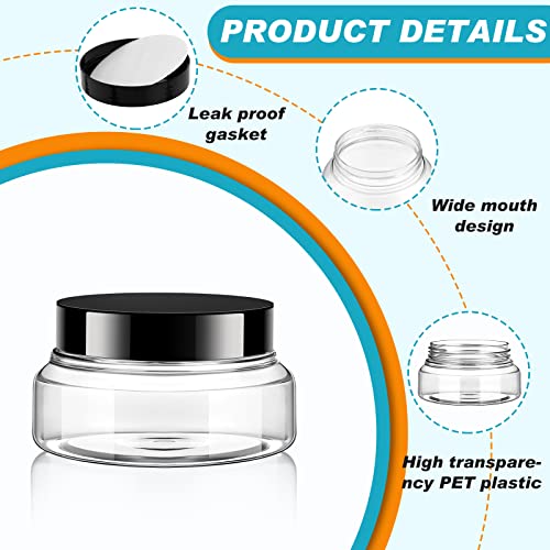 24 Pack 8oz Clear Plastic Jars with Lids and Labels