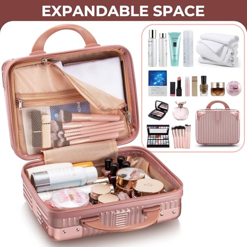 Noverlife 14" Hard Shell Makeup Travel Case - Rose Gold