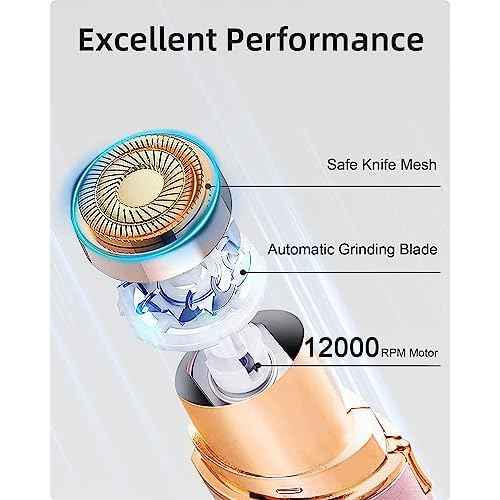 Facial Hair Removal for Women, 360¡Æ Floating 2X Powerful Painless Facial Hair Remover, Lipstick-Sized, USB Rechargeable, Face Razors Shaver for Women Upper Lip,Chin,Peach Fuzz,Mustache (Pink)