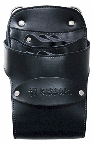 Kissaki Black Genuine Leather Hair Scissors Holster Hairstylists Cosmetologist Tool Pouch