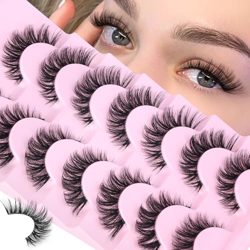 Wispy Cat Eye False Eyelashes 15mm Clear Band 7 Pairs