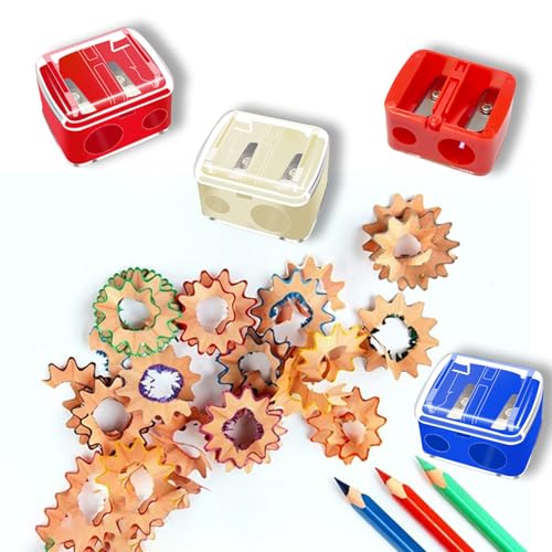 Plastic Makeup Pencil Sharpener Set - Dual Hole Portable Cosmetic Tool - 4 Colors