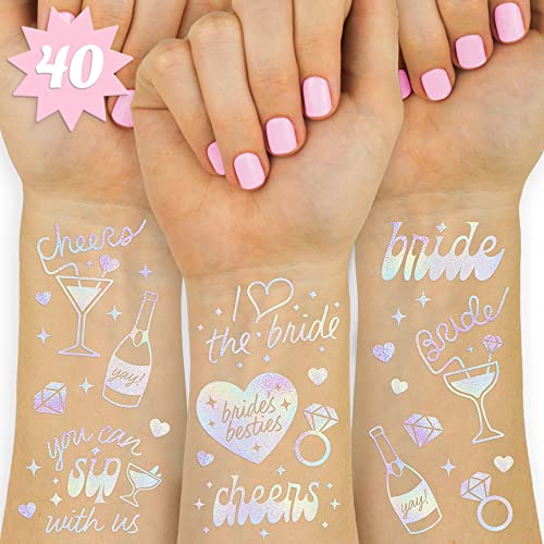 xo, Fetti Cheers Bachelorette Temporary Tattoos - 40 Iridescent