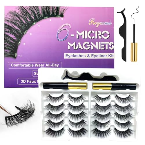 Royaomis Magnetic Eyelashes 10 Pairs with Eyeliner & Applicator