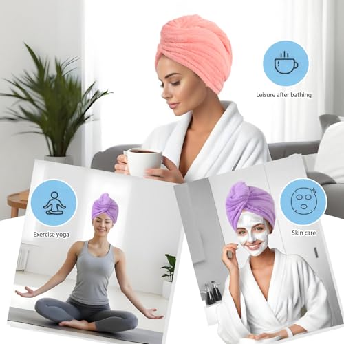 Pink Microfiber Hair Drying Towel Wrap - Soft, Absorbent Turban for Wet Hair, AGKXHDEC