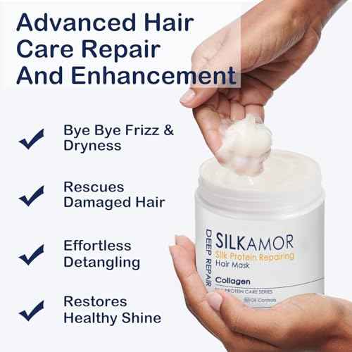 Protein Hair Treatment, Hair Protein, Nourishing + Strengthening + Hydrating Hair Mask For Curly Dry Damaged Bleached Split End Hair, Silk Protein & Sericin, Soft Fragrance, 500ml