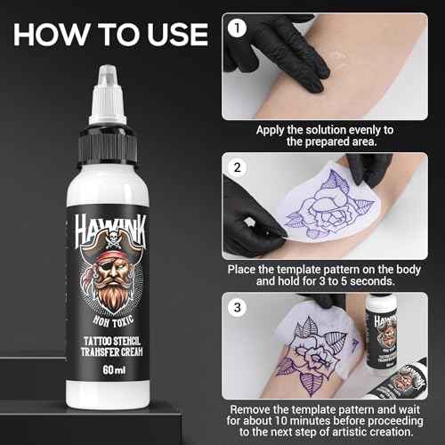 Tattoo Stencil Transfer Cream Gel Fast&Clear Long Lasting Professional Tattoo Supplies Accessories for Beginners Solution for Tattoo Artist T308-60ML